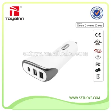 China manufacturer 4.8a 3 usb car charger type c car charger with 2usb