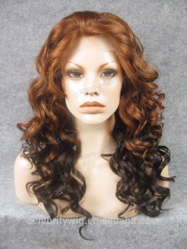 Highlight brown with black hair wig synthetic lace front wig for hair