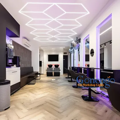 Polygon Light Geometric Diamond Grid Ceiling Lighting for Barbershops Workshop