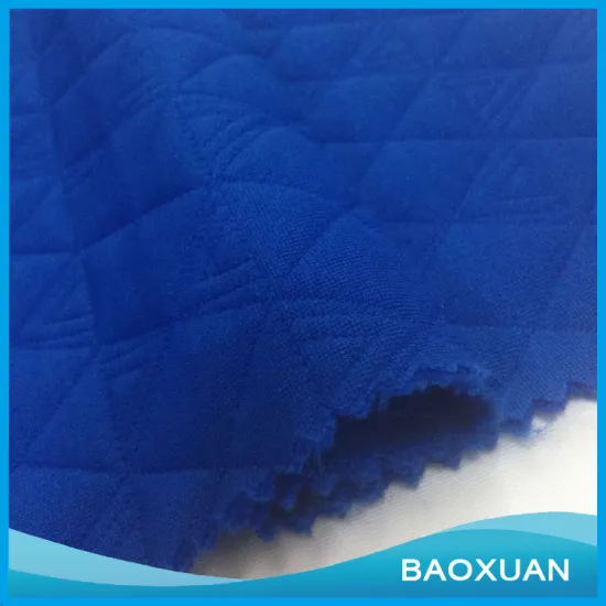 96%Polyester 4%spandex t/sp deep soild pattern design quilted jacquard fabric knitted for garment