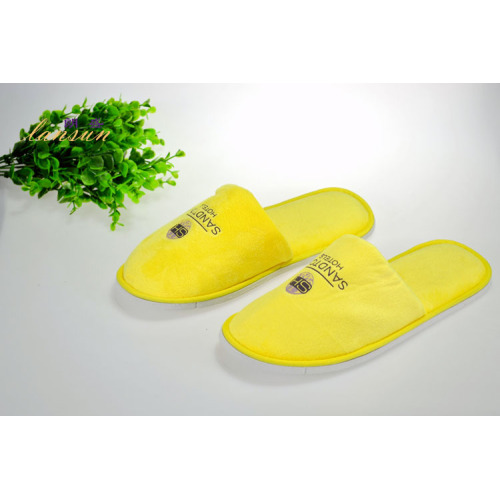 Zapatilla de impresión de rayas de terciopelo de algodón amarillo