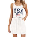 Summer white print elegant party dress demure dress