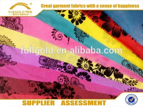 Hot sale high quality new velentino printed with flocking and metallic fabric ,knitting chiffon printed fabric in shaoxing