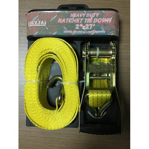 Packaged Ratchet Tie Down Yellow Lashing Belt with 4540KGS