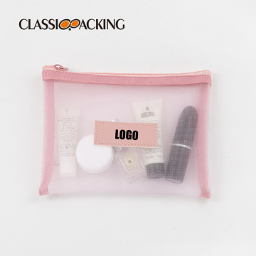 Pink Transparent Nylon Mesh Toileetry Organizer mit kundenspezifischem Logo