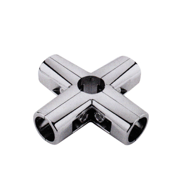 Chrome Metal 25mm 4-Way Telescopic Round Pipe Joint