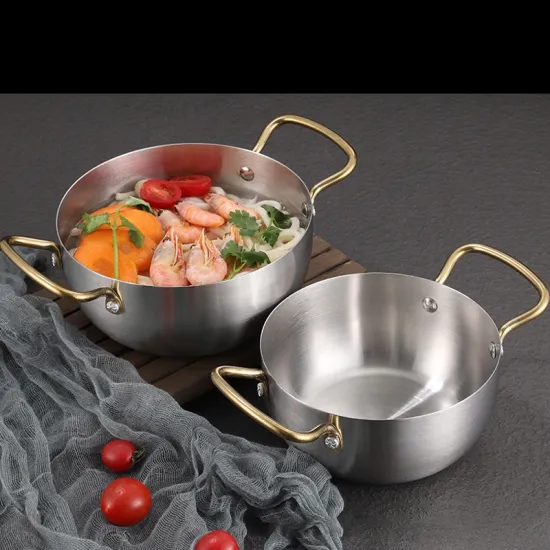 High-Quality Korean Style Double Handle Stainless Steel Ramen Soup Pot