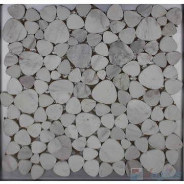 Volakas White Polished Pebble Marble Mosaic