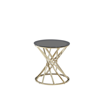 Gold-Twist Side Table with Grey Glass