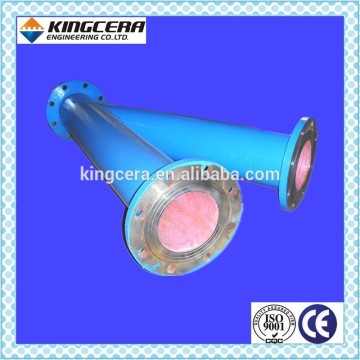 Mining 92% alumina ceramic tiles lined wear resistant steel tee tube
