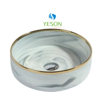 Yeson Nordic Style Porcelain Quality Sink Vessel Series Marble Design Bathroom Ceramic Handmade Wash Basin