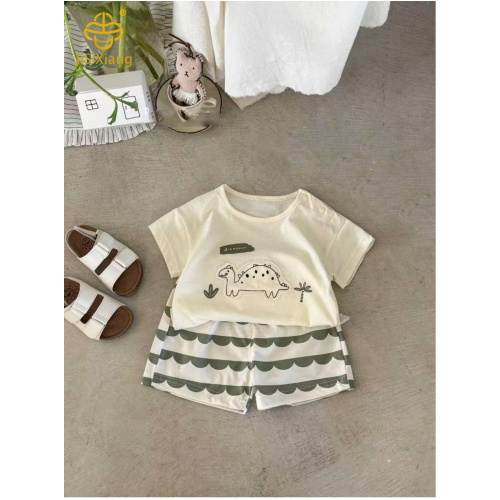 漫画子供用恐竜プリント半袖セット