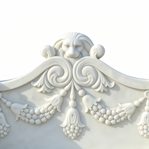 Elegant White Marble Garden Bench with Lion Statues