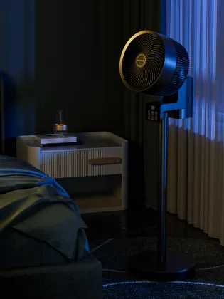 8-inch Smart Household Air Circulation Fan with Humidification and Aromatherapy, Voice and Remote Control, Dual-Use Vertical Fan