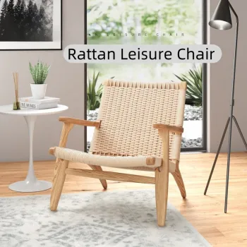 Outdoor Furniture: HJ HOME Lazy Leisure Sofa Chair Sets, Garden Wood and Rattan Armchairs for Patio and Balconies