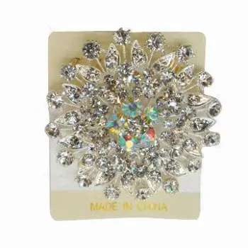 Fashionable Brooch, Made of Clear Rhinestones, Small Orders are Welcome