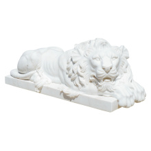 Luxury White Marble Lion Statue Royal Guardian Sculpture