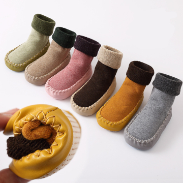 Baby Boy Girl Socks Anti Slip Rubber Soles First Walkers Warm Floor Socks Toddler Floor Socks Shoes Slipper Sewing Thread Socks