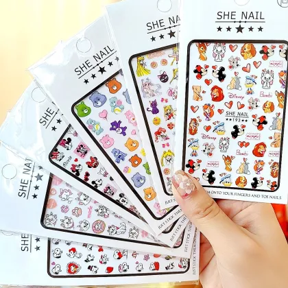 2022 SHE Nail Stickers - Simba, Stitch, Dumbo & Mouse Cartoon Nail Art Decorations