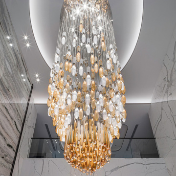 Modern Gold Luxury Round Staircase Chandeliers for Hotel Lobby Lighting