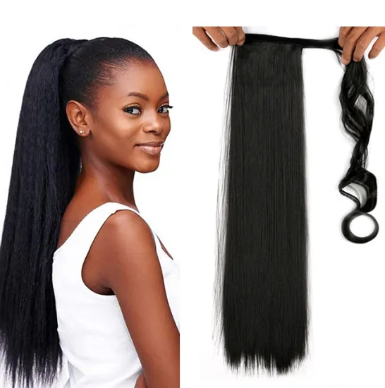 Ponytail Synthetic Hair Extensions Attachment Hair 22 Inch Braid Hair  Crochet Fiber Clip in Ponytail