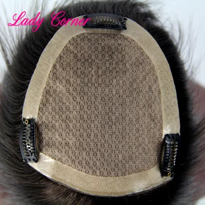 Indian human hair silk base/Swiss lace topper other artificial hair