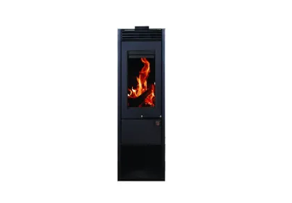 Three glass sided wood-burning stove