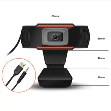 HD 720P Stock Video Webcam with Sound-Absorbing Microphone for Online Classes