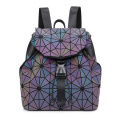 Custom wholesale fashion geometric luminous backpacks pu leather sports school students unisex backpacks travel laptop backpac