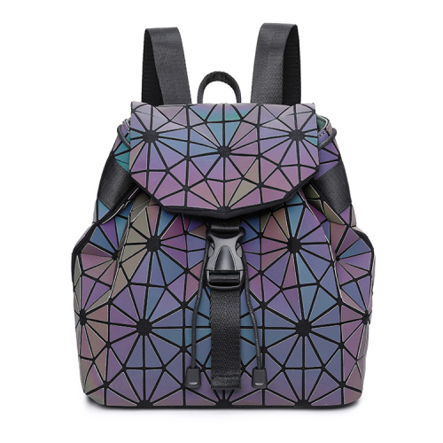 Outdoor Backpack. Wholesale fashion geometric luminous backpacks pu leather sports school students unisex backpacks Supplier