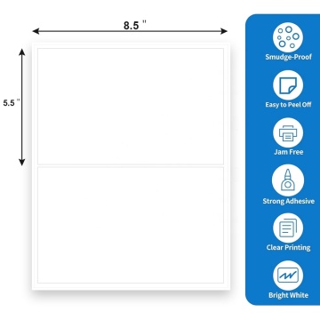 5.5"X8.5" Label Stickers Paper Sheets
