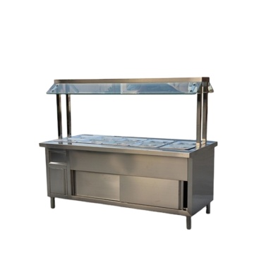 Tempered Glass Top Buffet Table with Electric Bain Marie