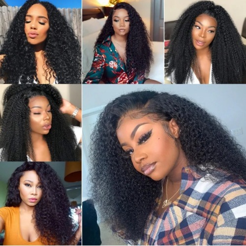 Afro Kinky Hair Wigs Human Hair Lace Front Brazilian Virgin Hair Vendor Very Full Mongolian Afro Kinky Curly Wig for Black Women