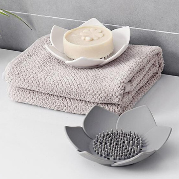 Creative Petal Soap Dish Bathroom Silicone Drain Soap Tray Toilet Simple Drain Soap Rack Bathroom Storage Box