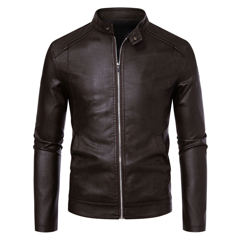 Mens Biker Artificial Fur Leather Jacket