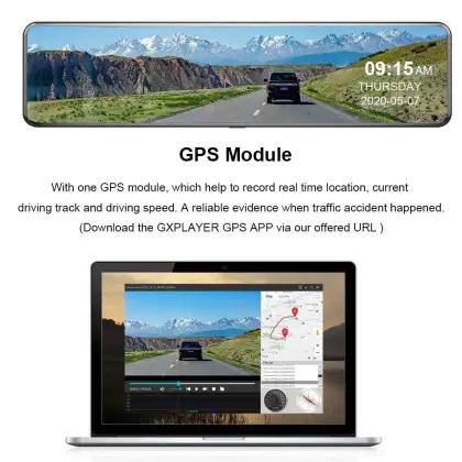 4K Touch Screen 12 Inch Rearview Car DVR Mirror with GPS Night Vision Reverse Dash Cam