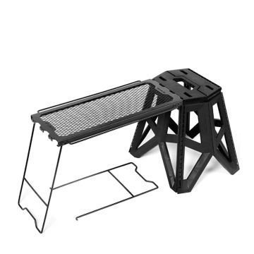 Portable Camping Mesh Table and Stool Set with Folding Side Table