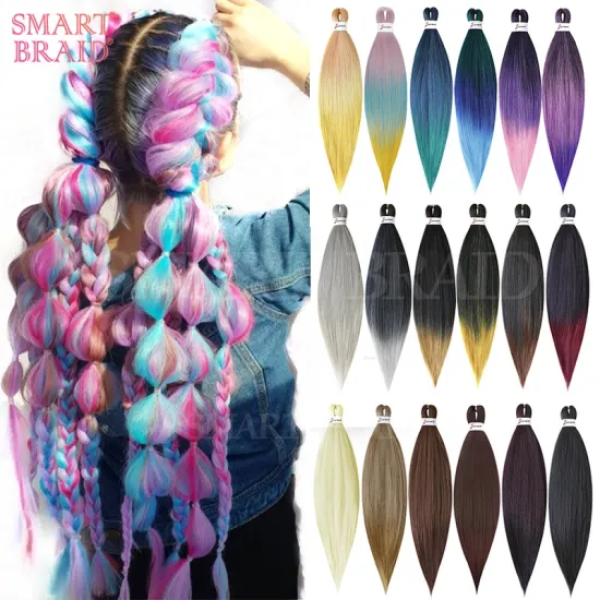 Black Long Prestretched Braid Yaki Synthetic Ombre Bulk Private Label Pre Stretched Braiding Hair