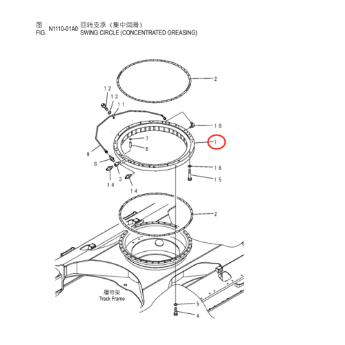 LINGKARAN SWING UNTUK KOMATSU PC220-7 EXCAVATOR 20Y-25-00301