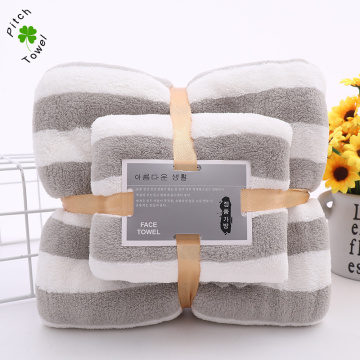 Wholesale High Quality Navy Blue Striped Towel Set