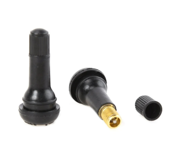 Set of 4 Snap-In Black Rubber Tire Valve Stems with Short Rod Car Accessories