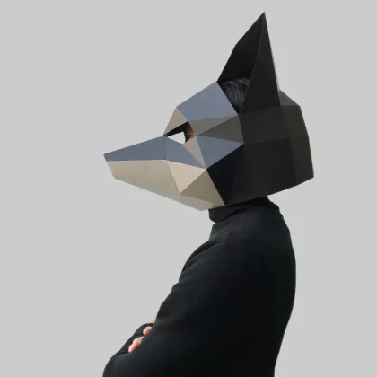 Low Poly Silver Fox Animal Mask Papercraft Creation