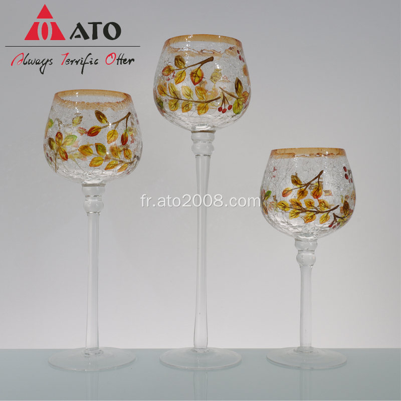 Ensemble de luxe en verre de bougie en verre épais fleuri