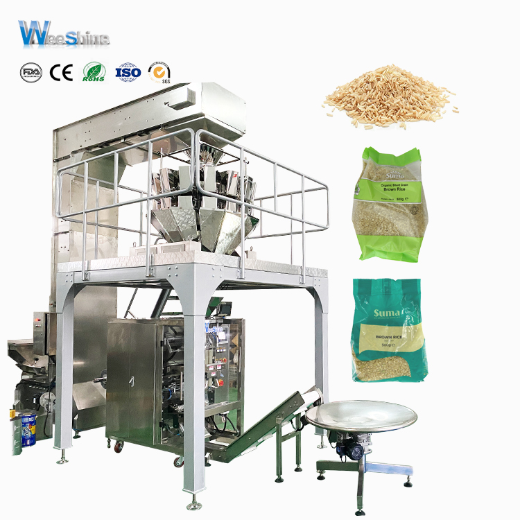 Máquina de embalaje de pesaje vertical para arroz de 500 g de 1 kg