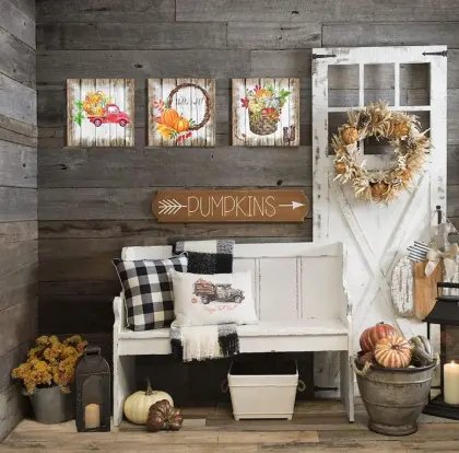 Pumpkin Farmhouse Canvas Wall Art