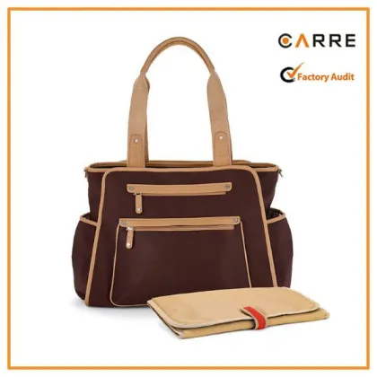 custom fashion microfiber tote mama bag with changing pad