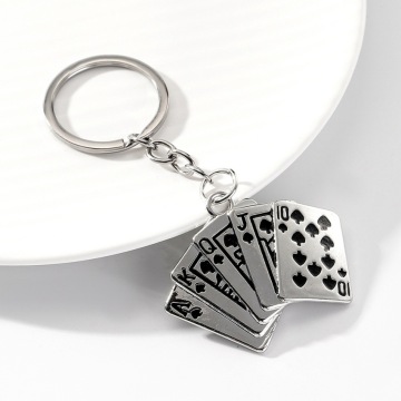 Texas Hold'em Poker Spielkarte Themen -Metal -Schlüsselbund mit Flush -Design