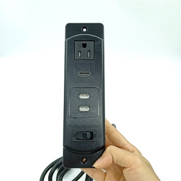 American Furniture Black Recessed Desktop Power Strip