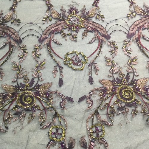 Красочная кружевная ткань из тюля ручной работы