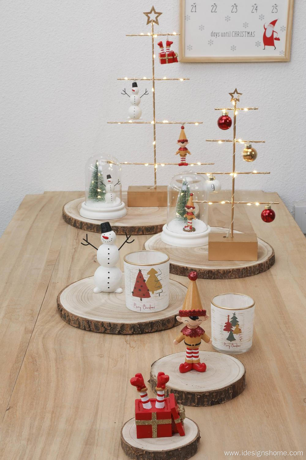 Christmas Decor Glass Display Snowman Dome LED Lights